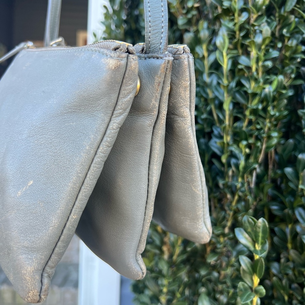 Celine Trio Gray Lambskin Leather Crossbody Bag - Picture 5 of 12